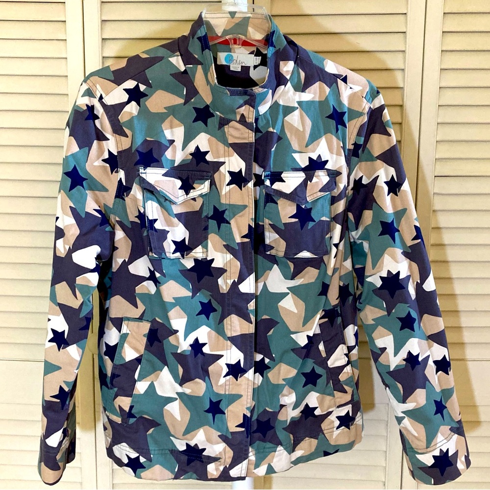 EUC Boden Lightweight Women’s Jacket, Cotton/Elastane,Star Camo,Size 12 Regular